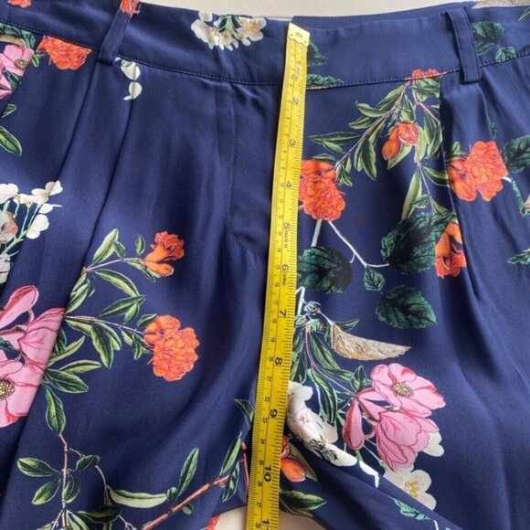 PARKER Pants Woman 2 Malolo Navy Daphne Joggers Silk Floral Mid Rise Pockets - Picture 13 of 16